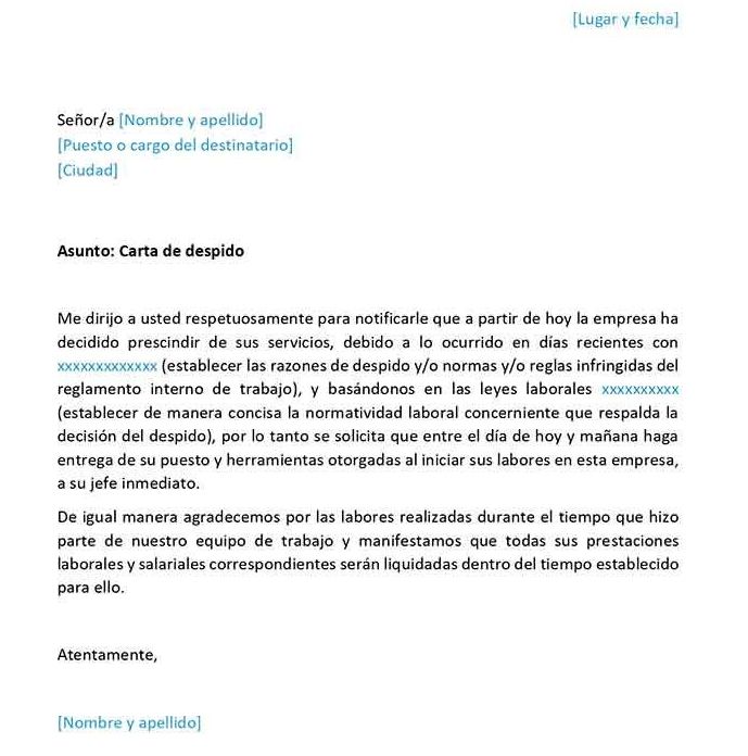 modèle de lettre de licenciement