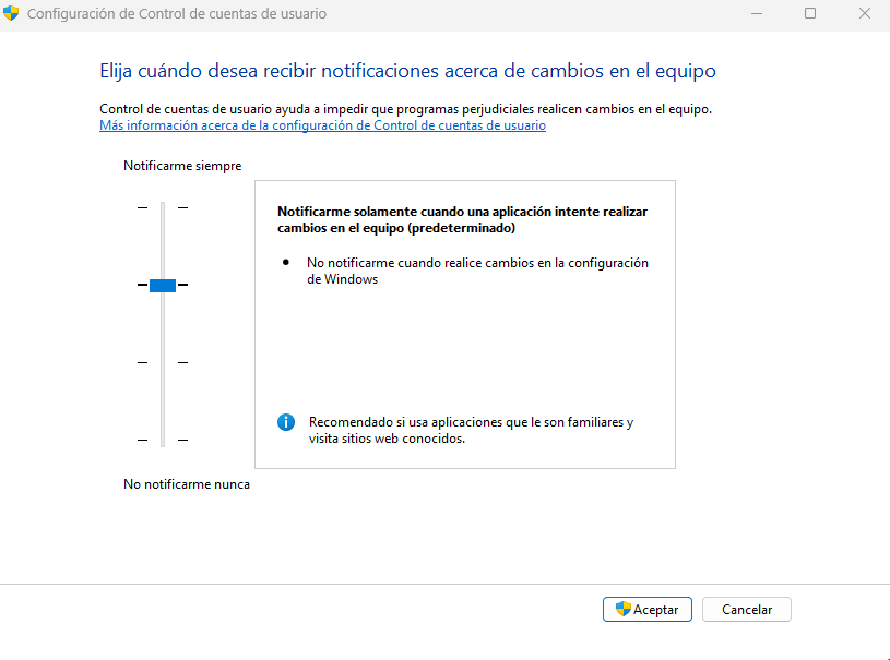 Contrôle du compte utilisateur