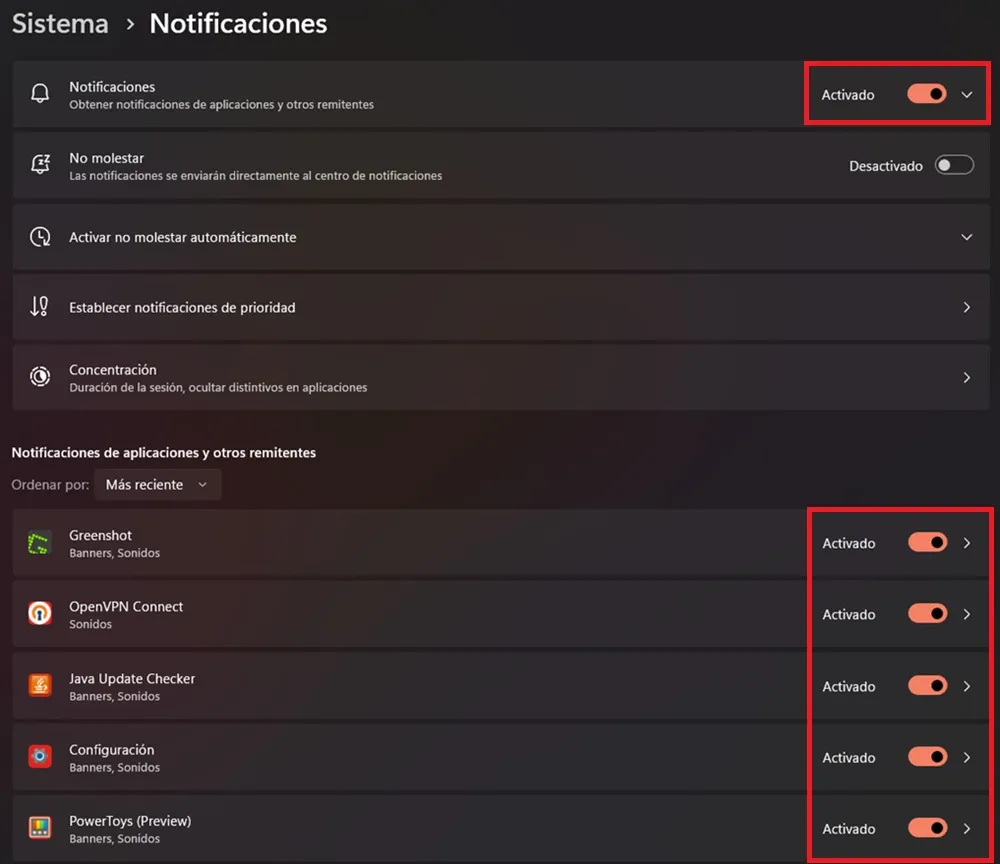 Centre de notifications