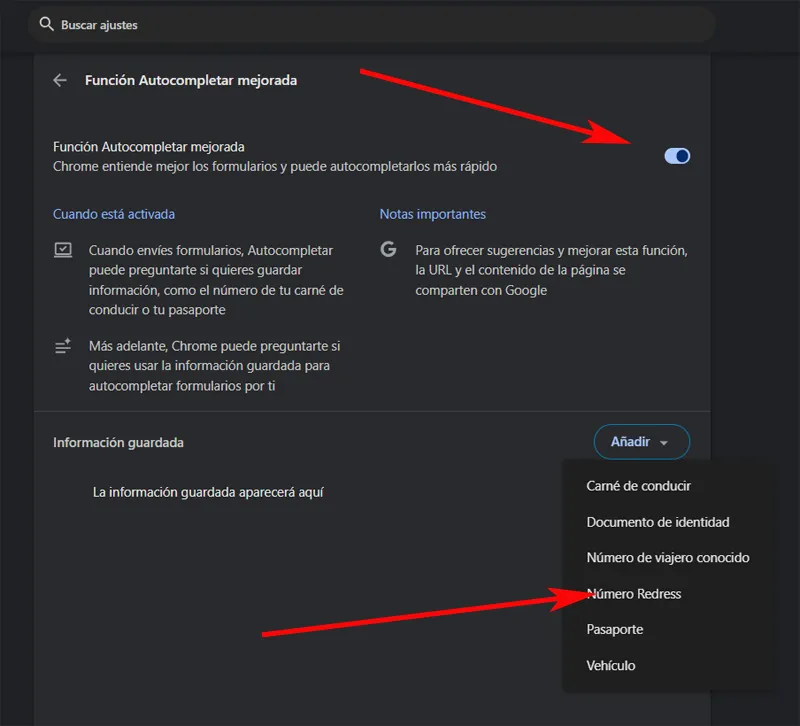 Données de la fonction Chrome