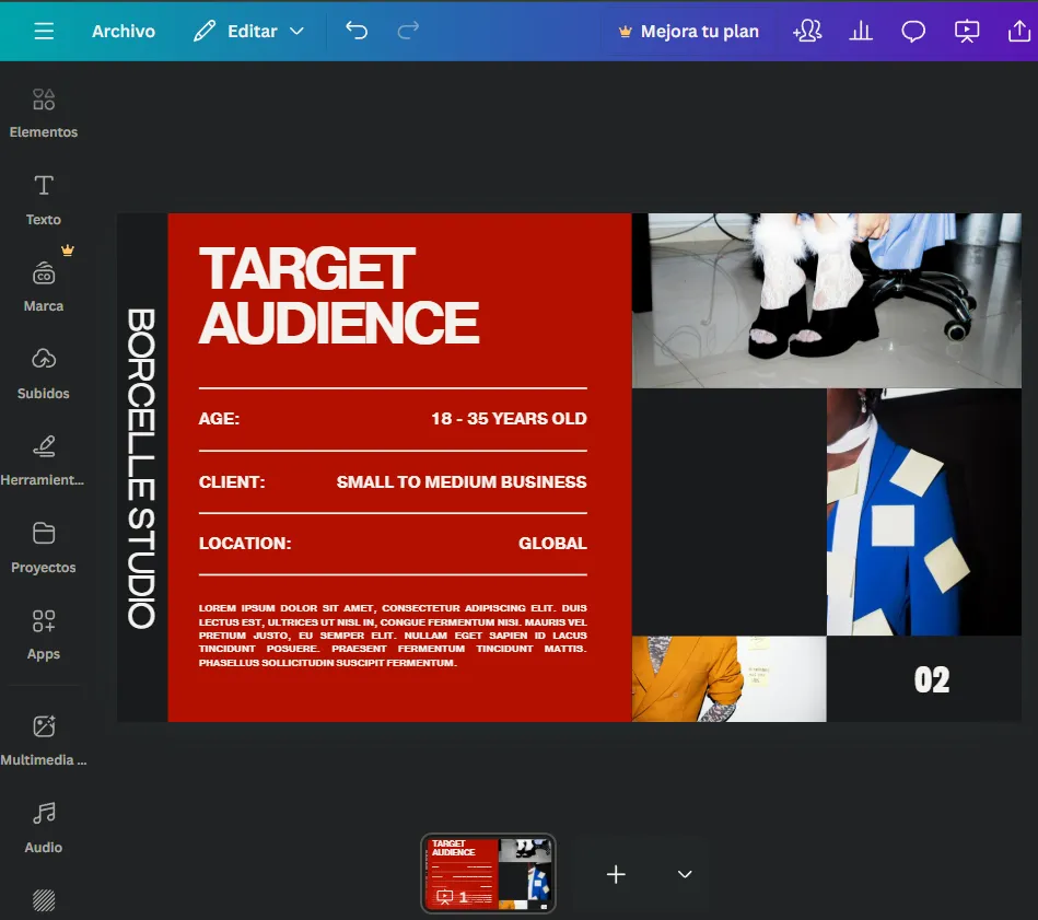 Exemple de modèle de diapositive généré par Canva.