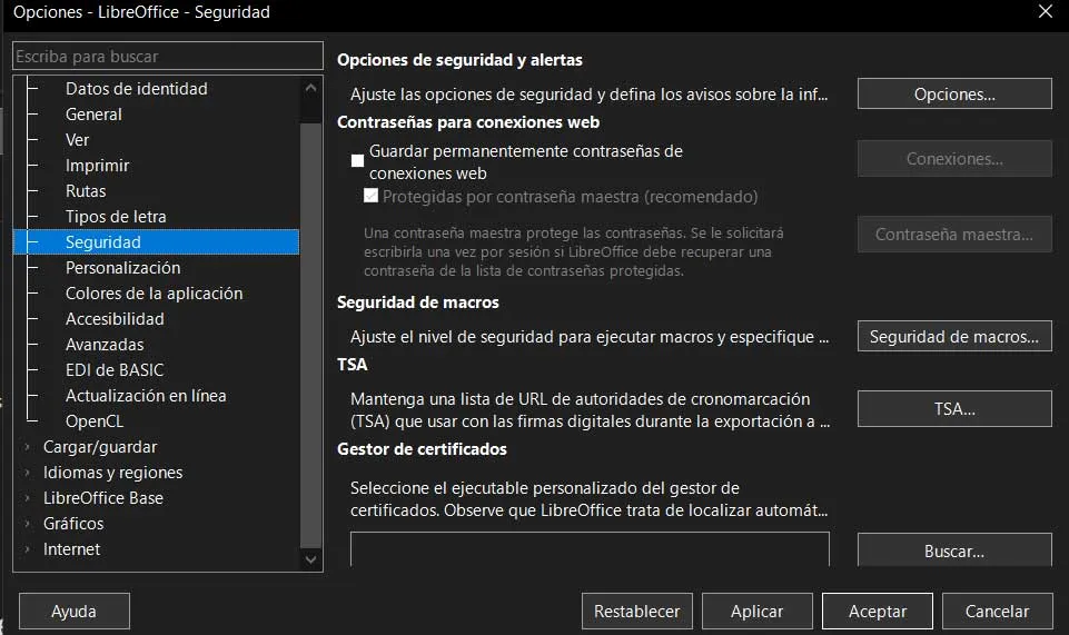 sécurité de libreoffice