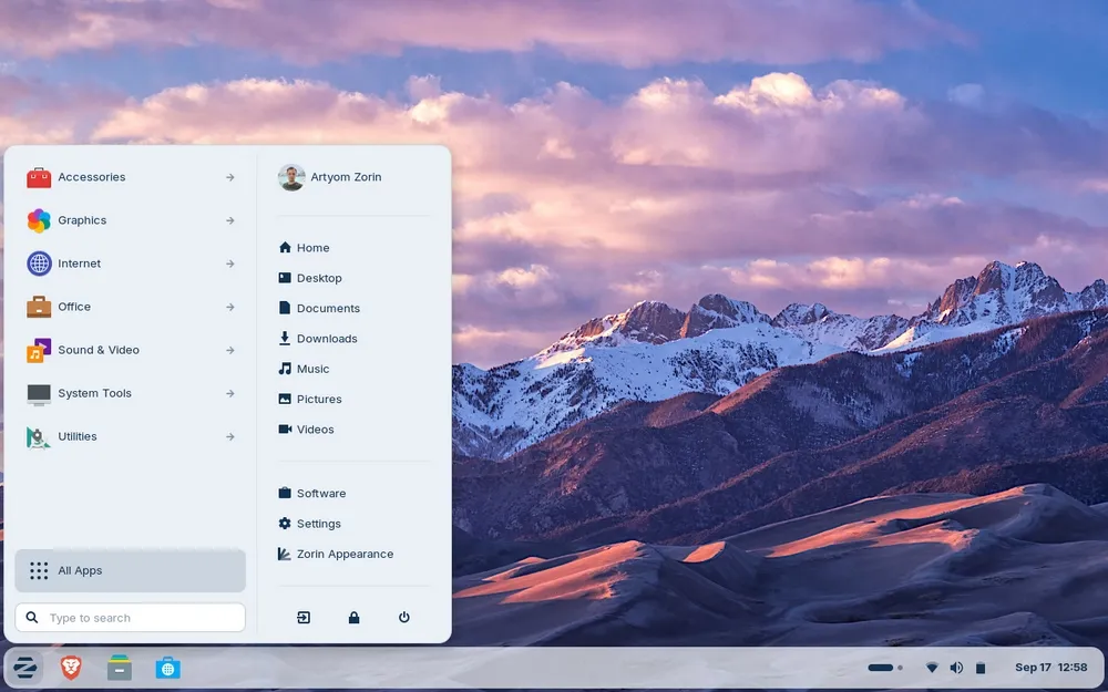 Zorin OS 18, environnement de bureau.