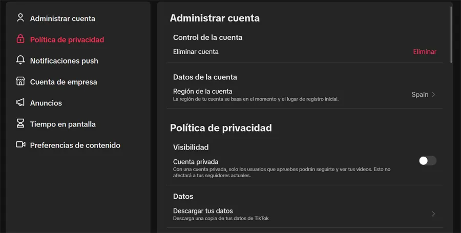 confidentialité de tiktok