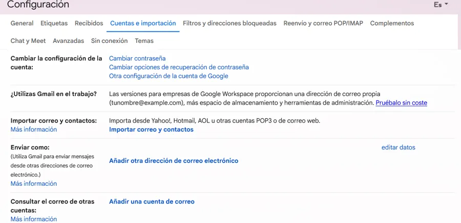 configuration de Gmail