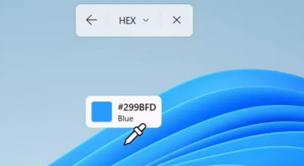 Sélecteur de couleurs de l'outil de capture capturant le bleu.