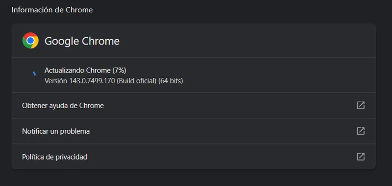 Mise à jour de Chrome