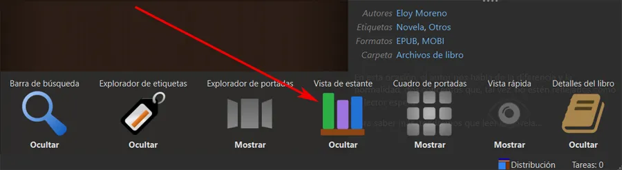 Affichez la nouvelle vue Shelf dans le programme Calibre.