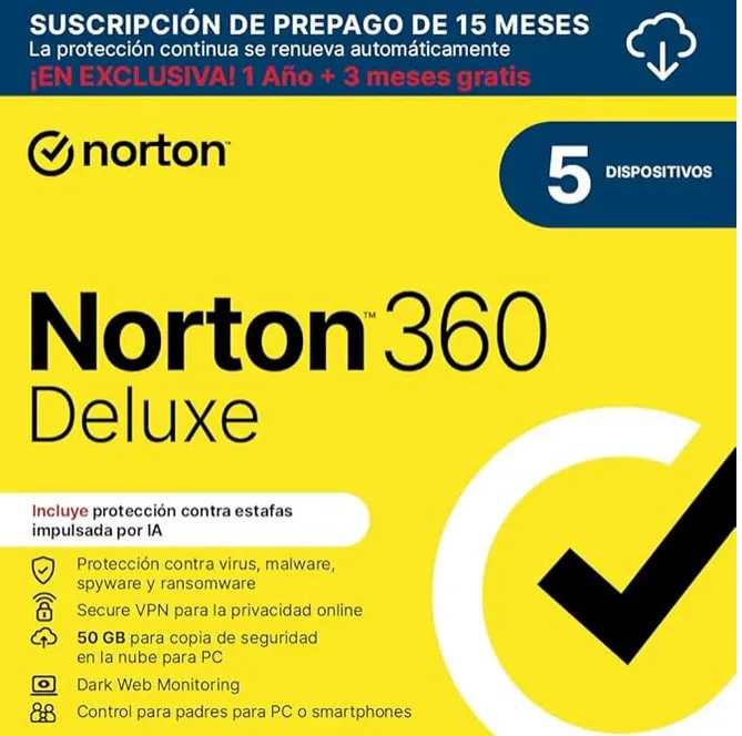 Offre antivirus Norton 360 pour 5 ordinateurs.