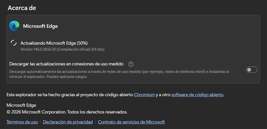 Fenêtre de mise à jour Edge