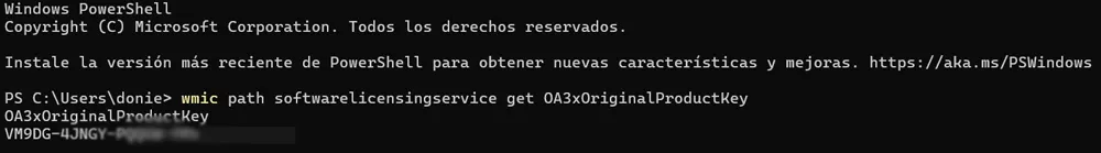 Clé de produit de commande du terminal Windows