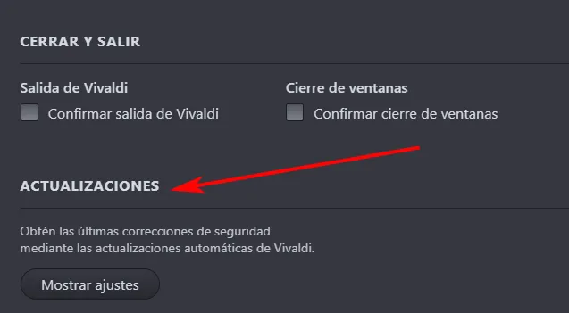 Mettez automatiquement à jour les paramètres de Vivaldi.