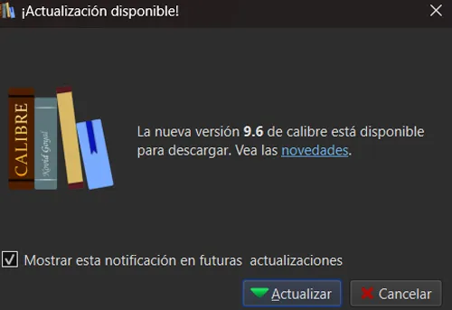 Fenêtre de la nouvelle version de Calibre.