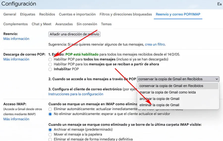 Configurez le transfert de messages dans Gmail.