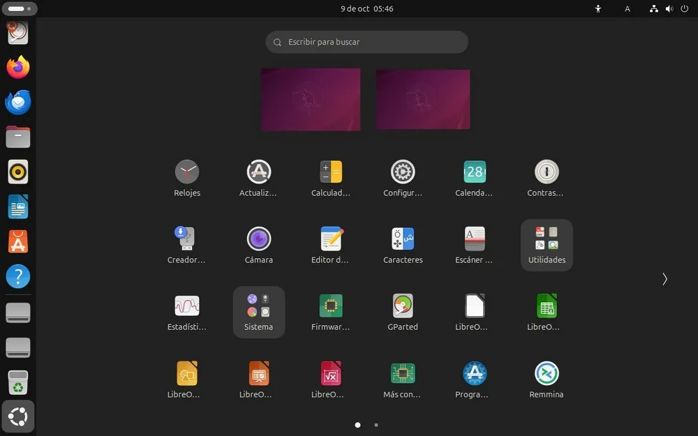 Ubuntu 25.10 - Panneau des applications GNOME 49