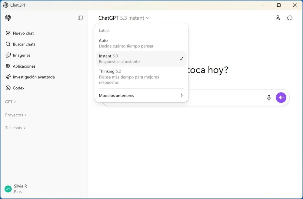 ChatGPT avec GPT-5.3 instantané