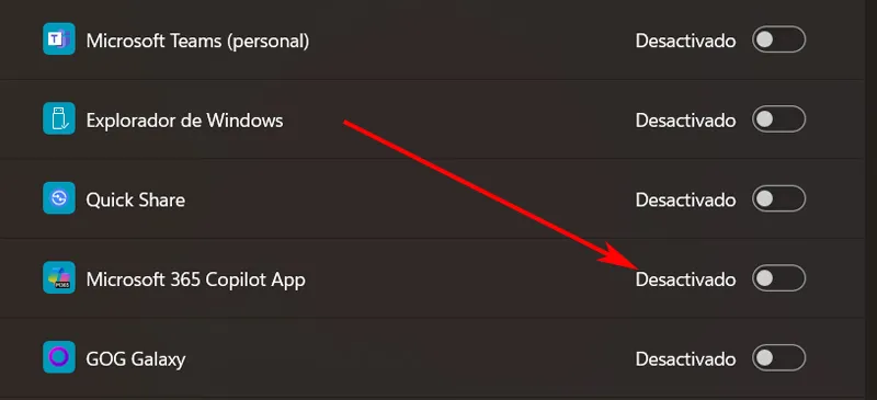 Application Paramètres Windows pour désactiver l'assistant Copilot.