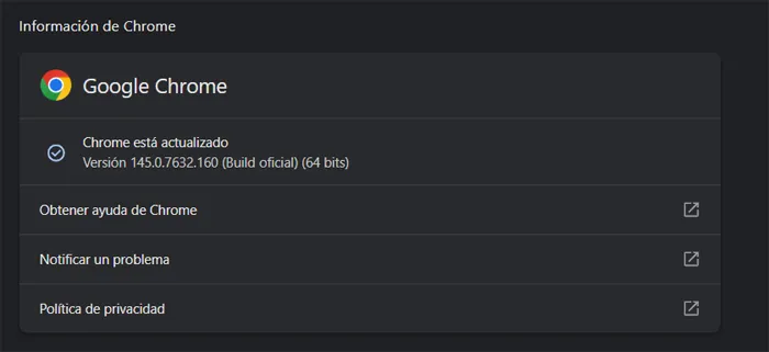 Fenêtre utilisée pour mettre à jour Google Chrome.