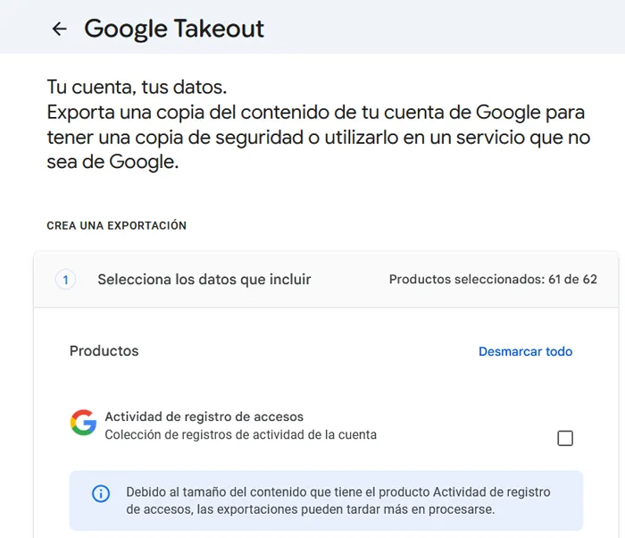 Plateforme Google Takeout pour exporter.