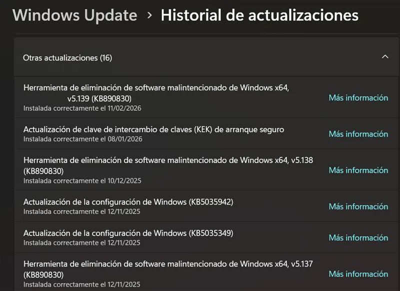 Autres mises à jour arrivant dans Windows Update.