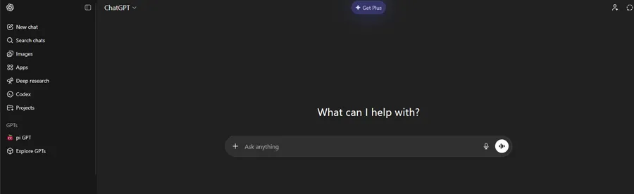 Interface Web principale de ChatGPT AI.