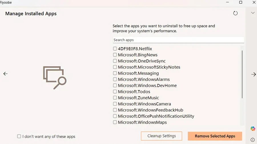 Programme FlyOOBE Désinstaller les applications Windows 11