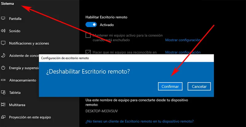 Désactiver les paramètres Windows du Bureau à distance