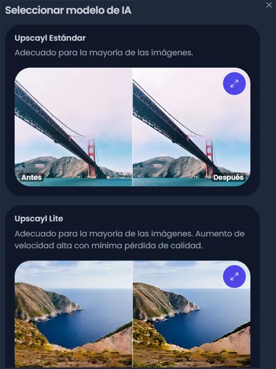 Sélectionnez le modèle IA Upscayl