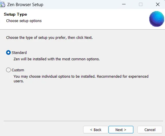 Installation personnalisée du navigateur Zen.