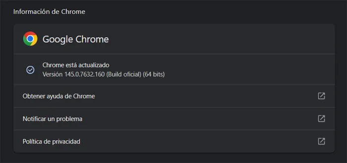 Fenêtre de la nouvelle version de Google Chrome.