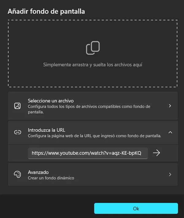 Ajoutez un nouvel arrière-plan à l'application Lively Wallpaper.