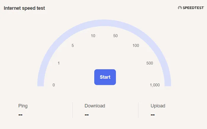 Test de vitesse du réseau sous Windows 11.