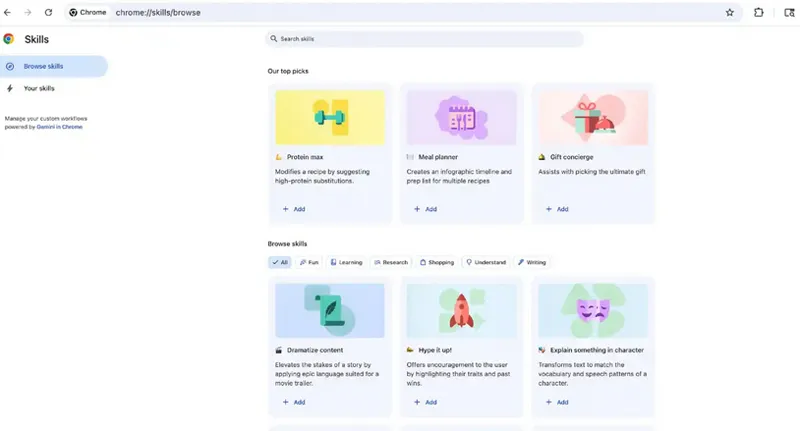 Compétences du Chrome Store