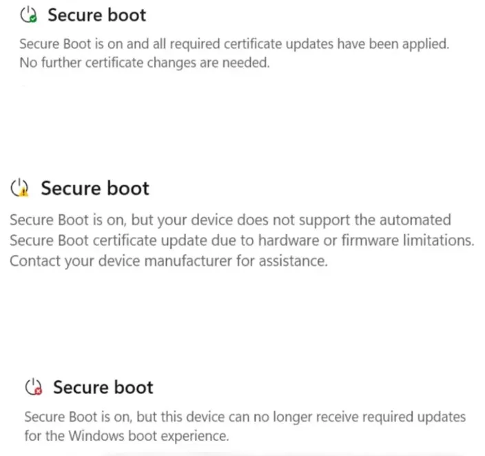 Couleurs de démarrage sécurisé de Windows 11