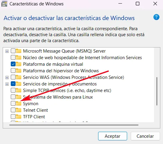 Activez la fonctionnalité Sysmon dans Windows 11.
