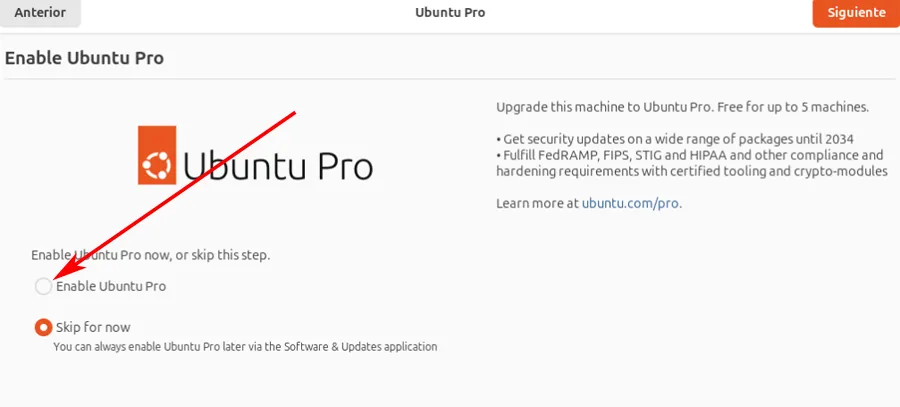 Fenêtre d'activation d'Ubuntu Pro Linux.