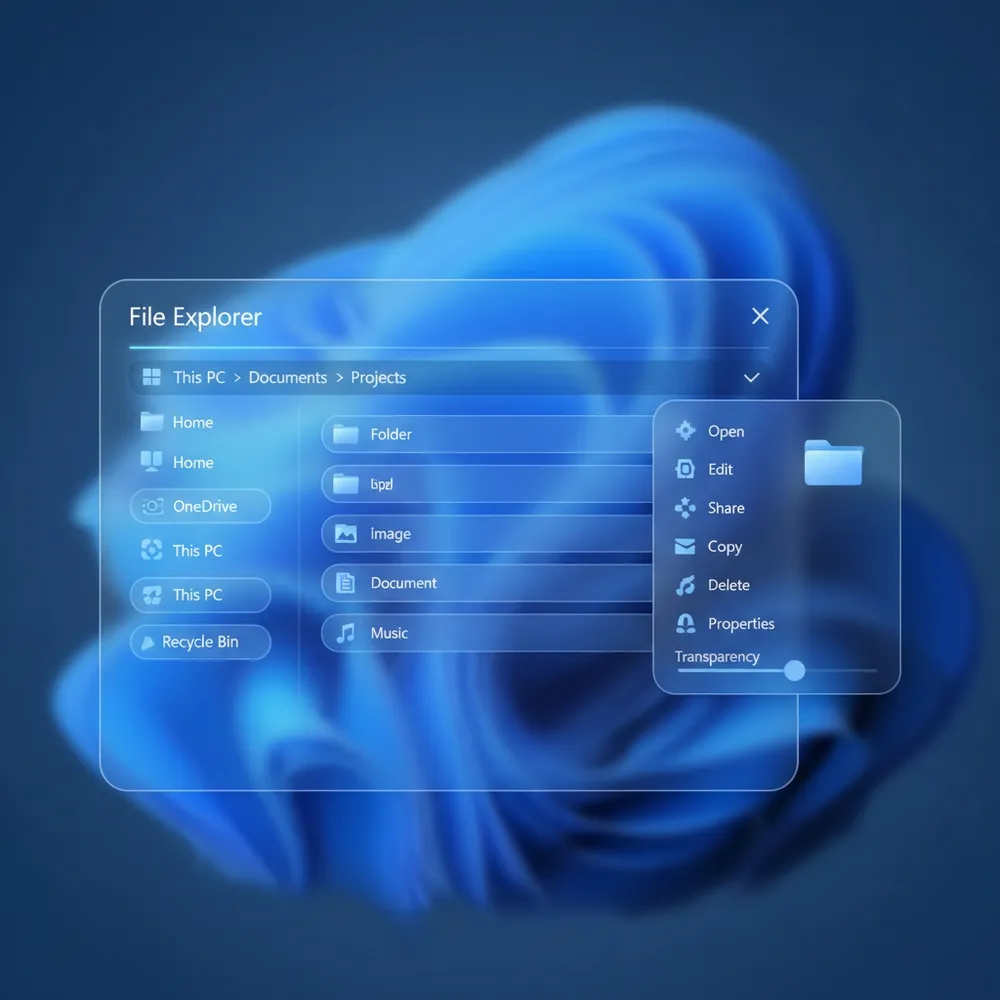Concept généré par l'IA de l'explorateur de fichiers Windows 12