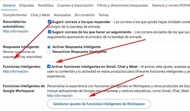Désactivez les fonctionnalités de Gmail AI.
