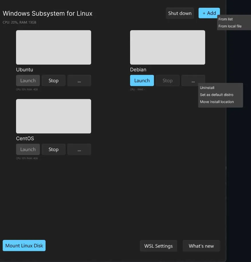 Interface WSL Windows