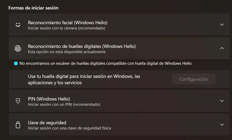 Application Paramètres Windows 11 dans la section Bonjour