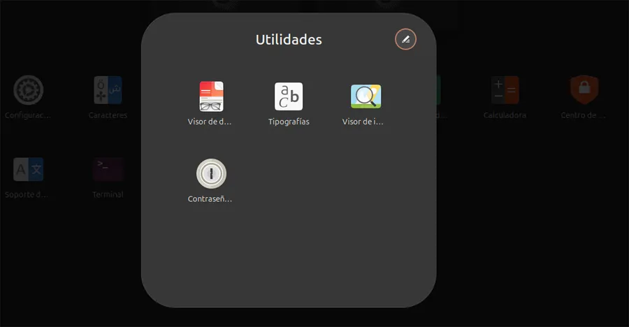 Fenêtre des utilitaires installés par Ubuntu.