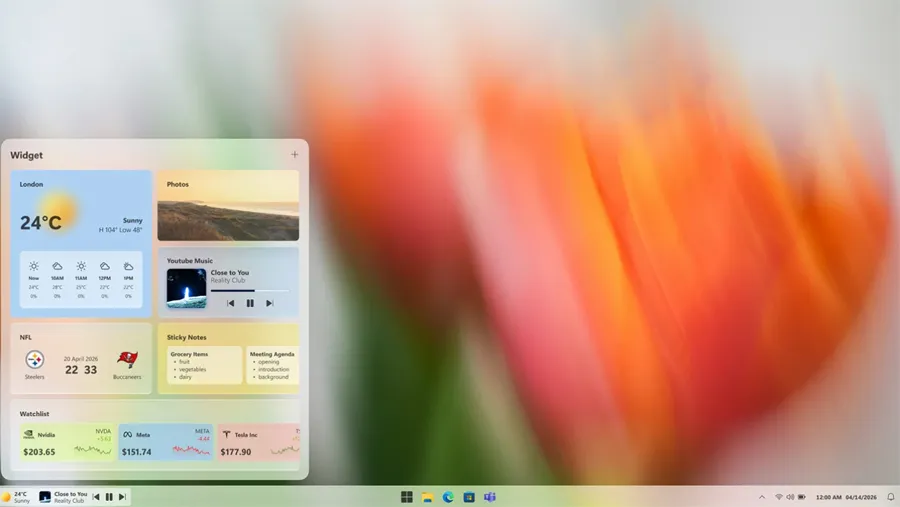 Interface avec arrière-plan flou du concept Windows 11.