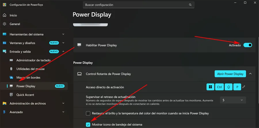 Activez l'outil Power Display dans PowerToys.