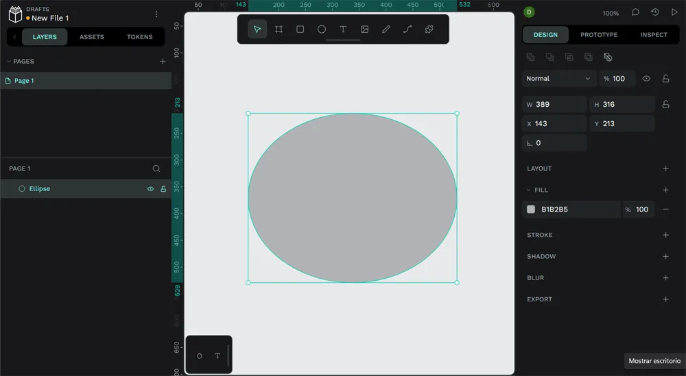 Interface principale de l'application Penpot