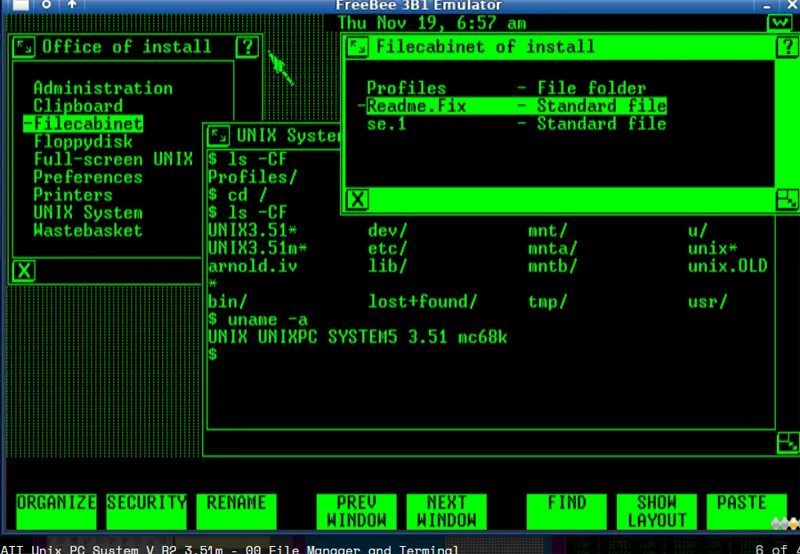 Ancienne interface utilisateur Unix.