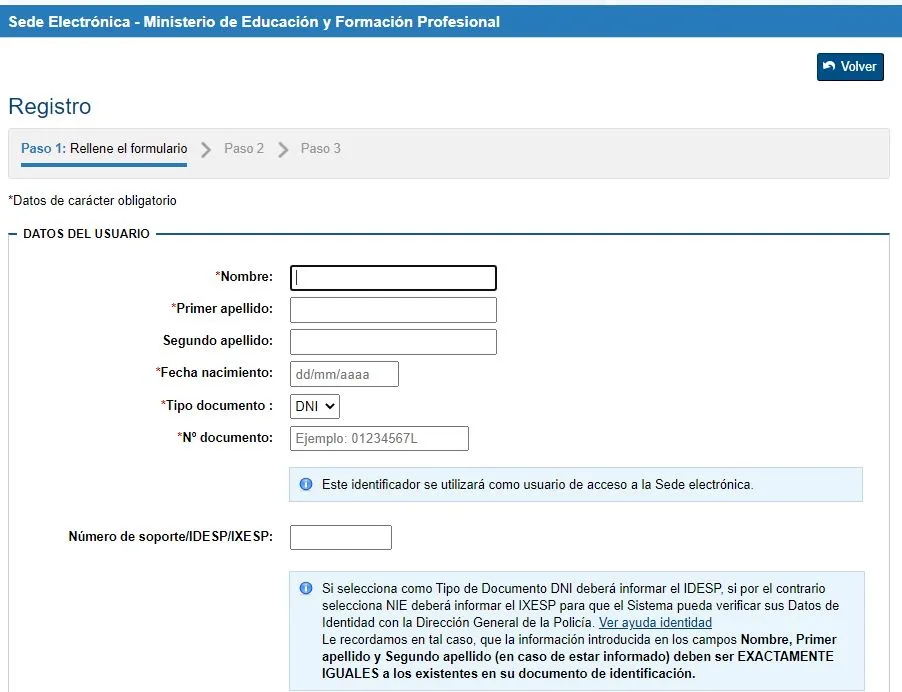 Remplir le formulaire, bourse MEC