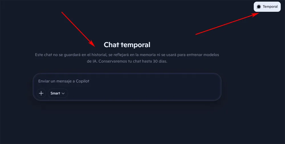 Discutez avec la fonctionnalité temporaire de Copilot.