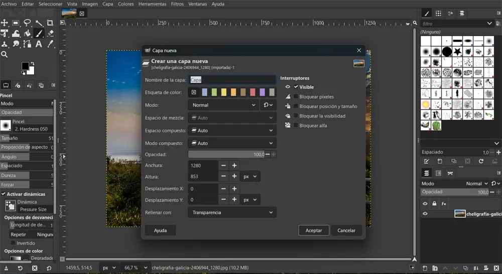 Nouvelle fonction de calque dans l'éditeur GIMP.