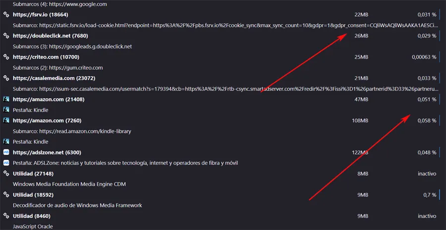 Processus du gestionnaire de tâches Firefox.