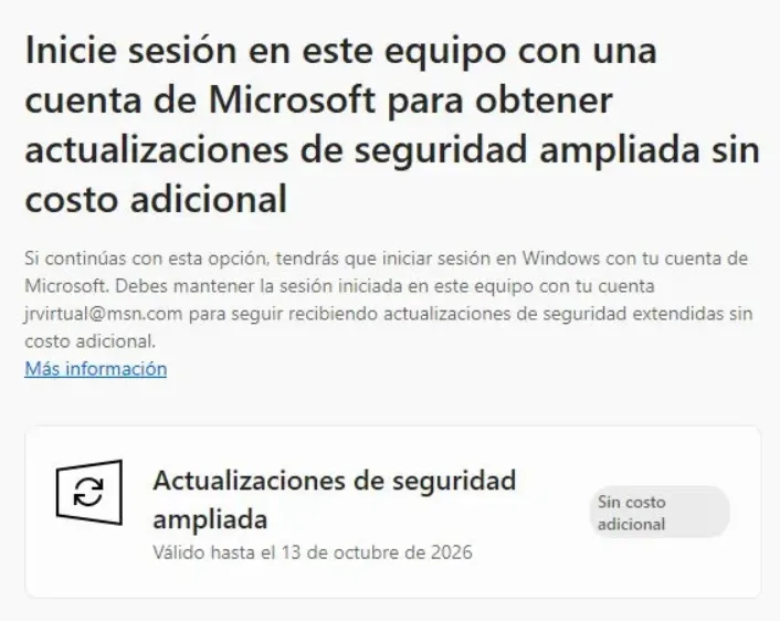 Programa ESU actualizaciones Windows 10.